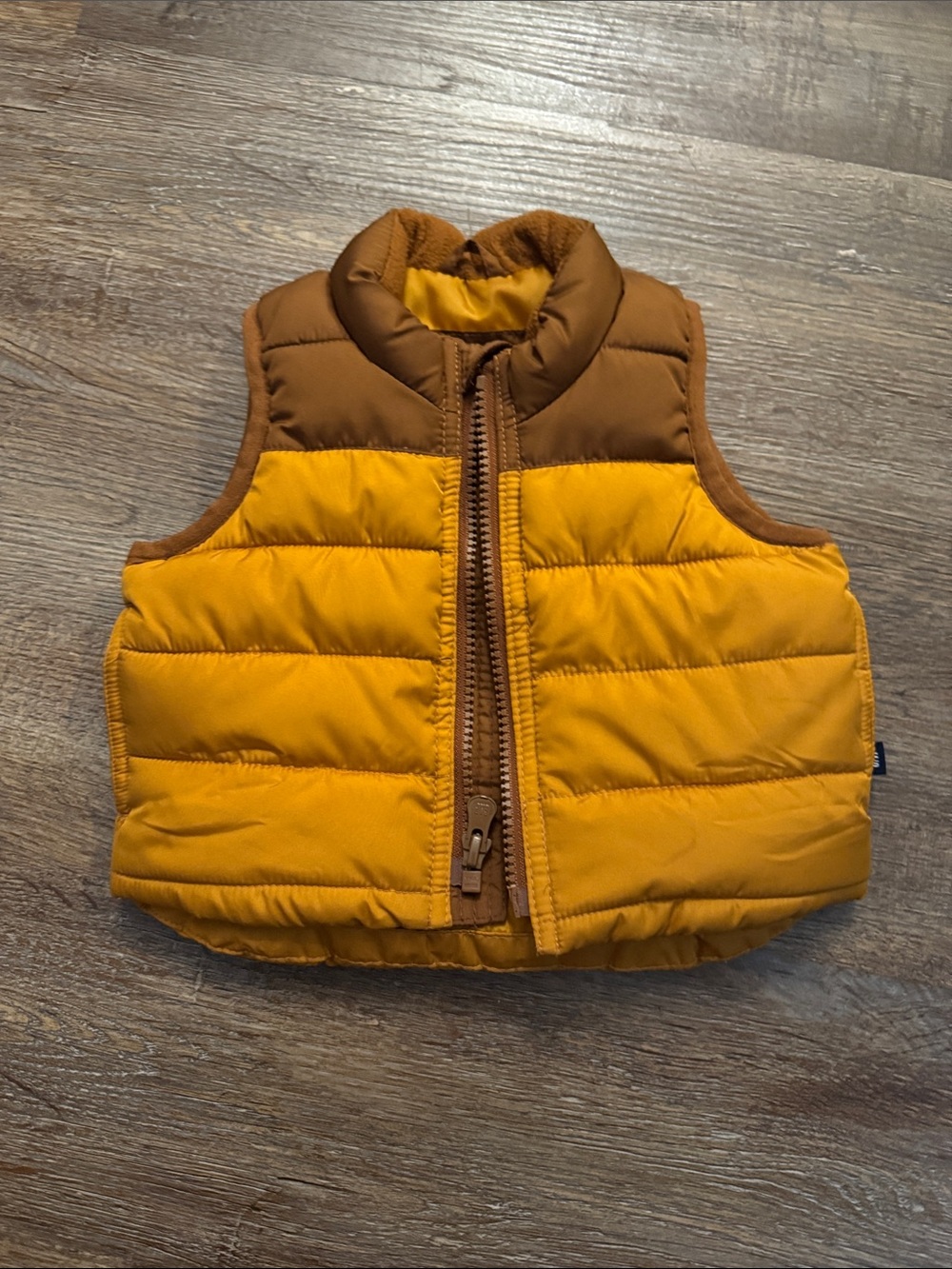 GAP Kids Puffer Vest - Mustard Yellow & Brown